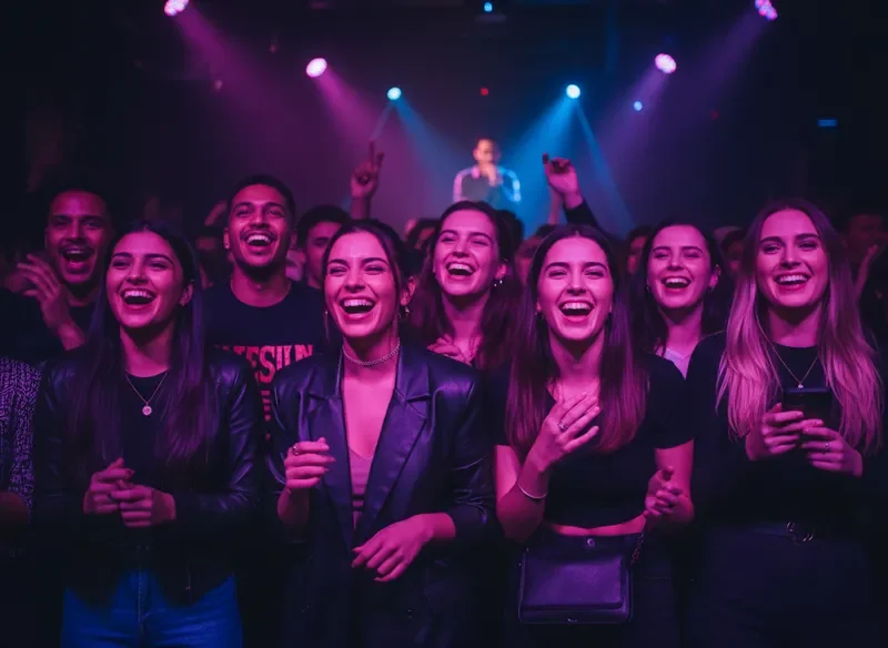 תגובת קהל עם תאורה אווירתית